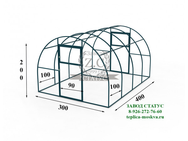 Арочная теплица КАРКАС 3х4 шаг 100см профиль 40х20