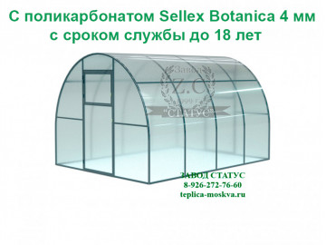 Арочная теплица 3х4 шаг 100см профиль 25х25 с поликарбонатом 4мм Sellex Botanica