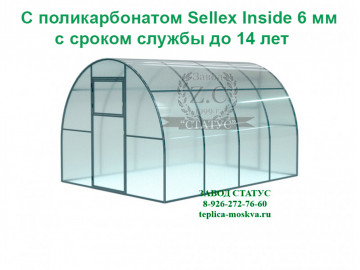Арочная теплица 3х4 шаг 100см профиль 25х25 с поликарбонатом 6мм Sellex Inside