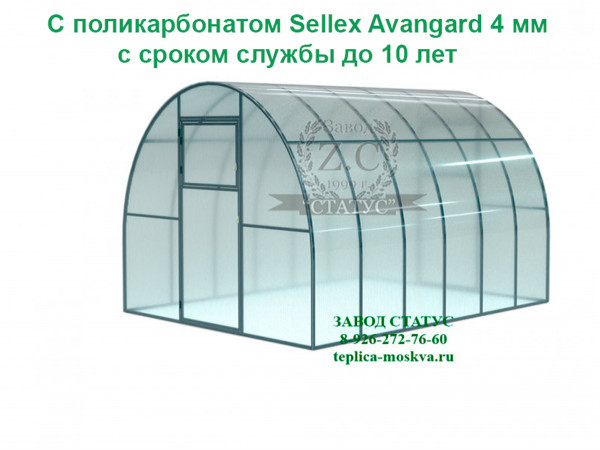 Арочная теплица 3х4 шаг 65см профиль 40х20 с поликарбонатом 4мм Sellex Avangard