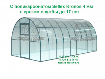 Арочная теплица 3х6 шаг 65см профиль 40х20 с поликарбонатом 4мм Sellex Kronos