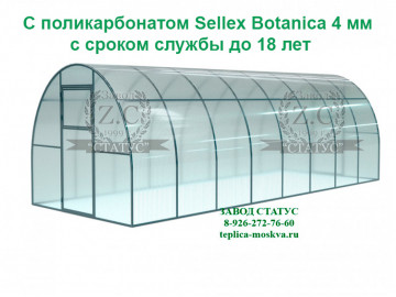 Арочная теплица 3х8 шаг 100см профиль 25х25 с поликарбонатом 4мм Sellex Botanica