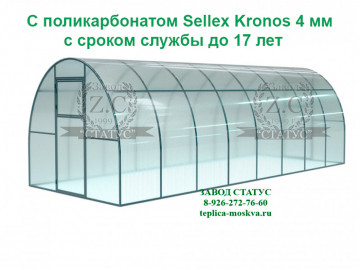 Арочная теплица 3х8 шаг 100см профиль 25х25 с поликарбонатом 4мм Sellex Kronos