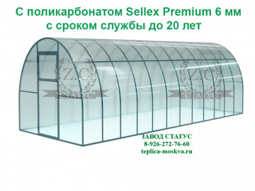 Арочная теплица 3х8 шаг 65см с поликарбонатом 6мм Sellex Premium