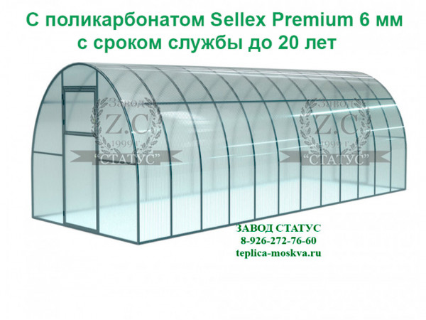 Арочная теплица 3х8 шаг 65см профиль 40х20 с поликарбонатом 6мм Sellex Premium