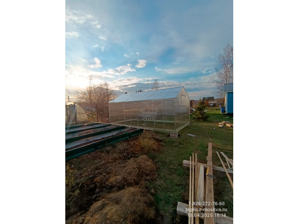 Теплица Домик 3х6 шаг 65см с поликарбонатом Sellex Inside 4 мм с грядками