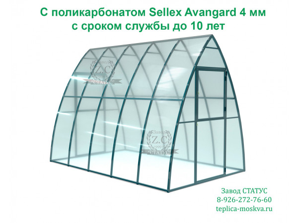 Теплица капелька 2 на 3 шаг 65 см. из поликарбоната Sellex Avangard 4 мм