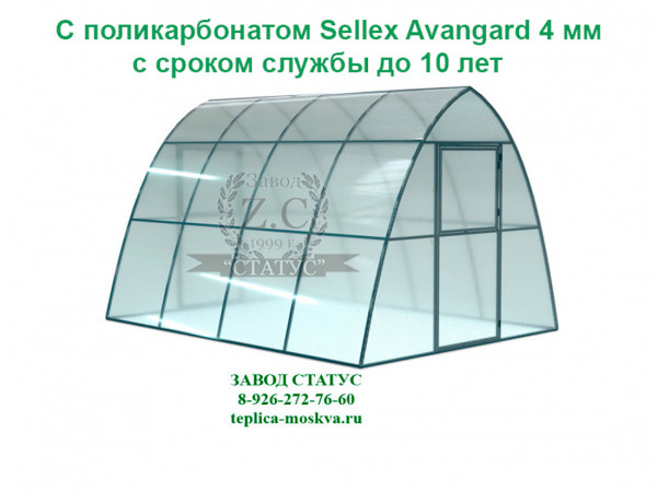 Теплица каплевидная 3 на 4 с поликарбонатом Sellex Avangard 4 мм. из профиля 25 на 25 шаг 1 м. 