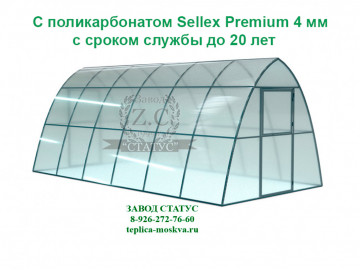 Каплевидная 3 на 6 из профиля 25 на 25 из поликарбоната Sellex Premium 4 мм., шаг 1м