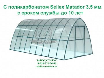 Каплевидная 3 на 6 из профиля 25 на 25 шаг 65 см из поликарбоната Sellex Matador 3,5 мм