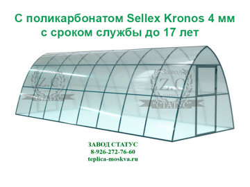 Каплевидная 3 на 8 из профиля 25 на 25 из поликарбоната Sellex Kronos 4 мм., шаг 1м