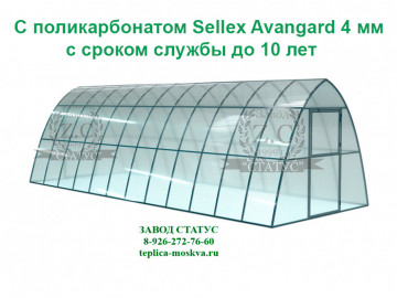Каплевидная 3 на 8 из профиля 25 на 25 из поликарбоната Sellex Avangard 4 мм., шаг 65 см