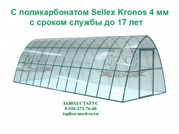 Каплевидная 3 на 8 из профиля 25 на 25 из поликарбоната Sellex Kronos 4 мм., шаг 65 см.