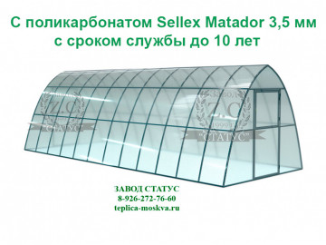 Каплевидная 3 на 8 из профиля 25 на 25 из поликарбоната Sellex Matador 3,5 мм., шаг 65 см