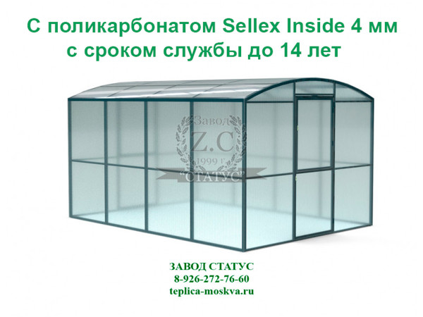Прямостенная 3 на 4 шаг 65 см из поликарбоната Sellex Inside 4 мм.