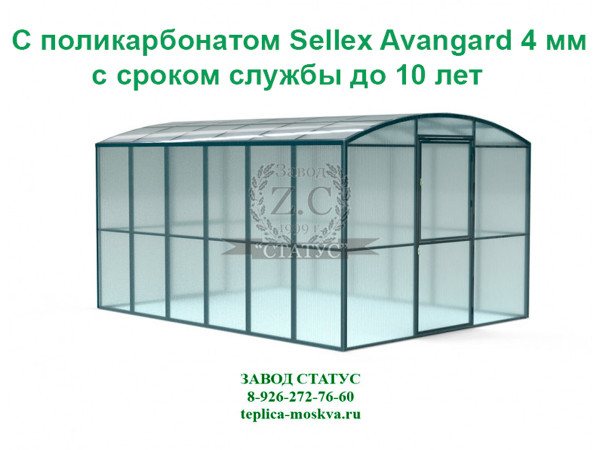 Прямостенная 3 на 4 шаг 65 см из поликарбоната Sellex Avangard 4 мм.