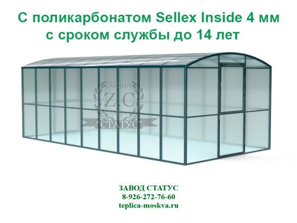 Прямостенная 3 на 6 шаг 65 см из поликарбоната Sellex Inside 4 мм