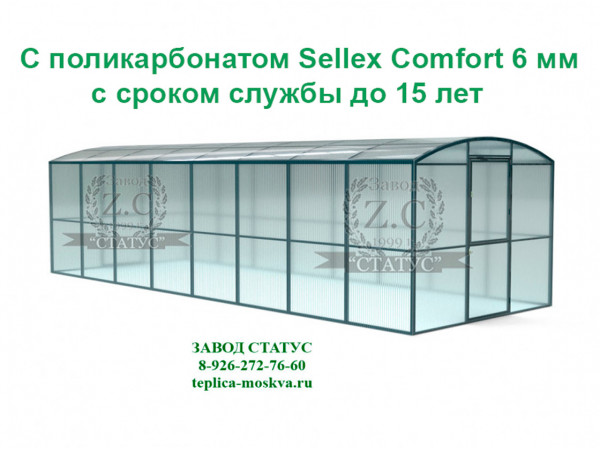 Прямостенная 3 на 8 шаг 100 см из поликарбоната Sellex Comfort 6 мм